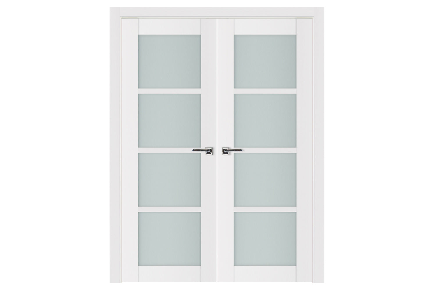 Nova Triplex 4-Lite Soft White Laminated French Door - Double Door
