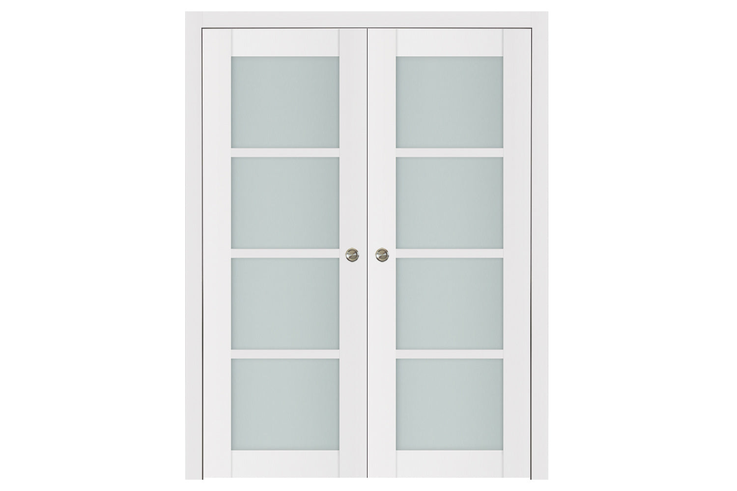 Nova Triplex 4-Lite Soft White Laminated French Door - Double Pocket