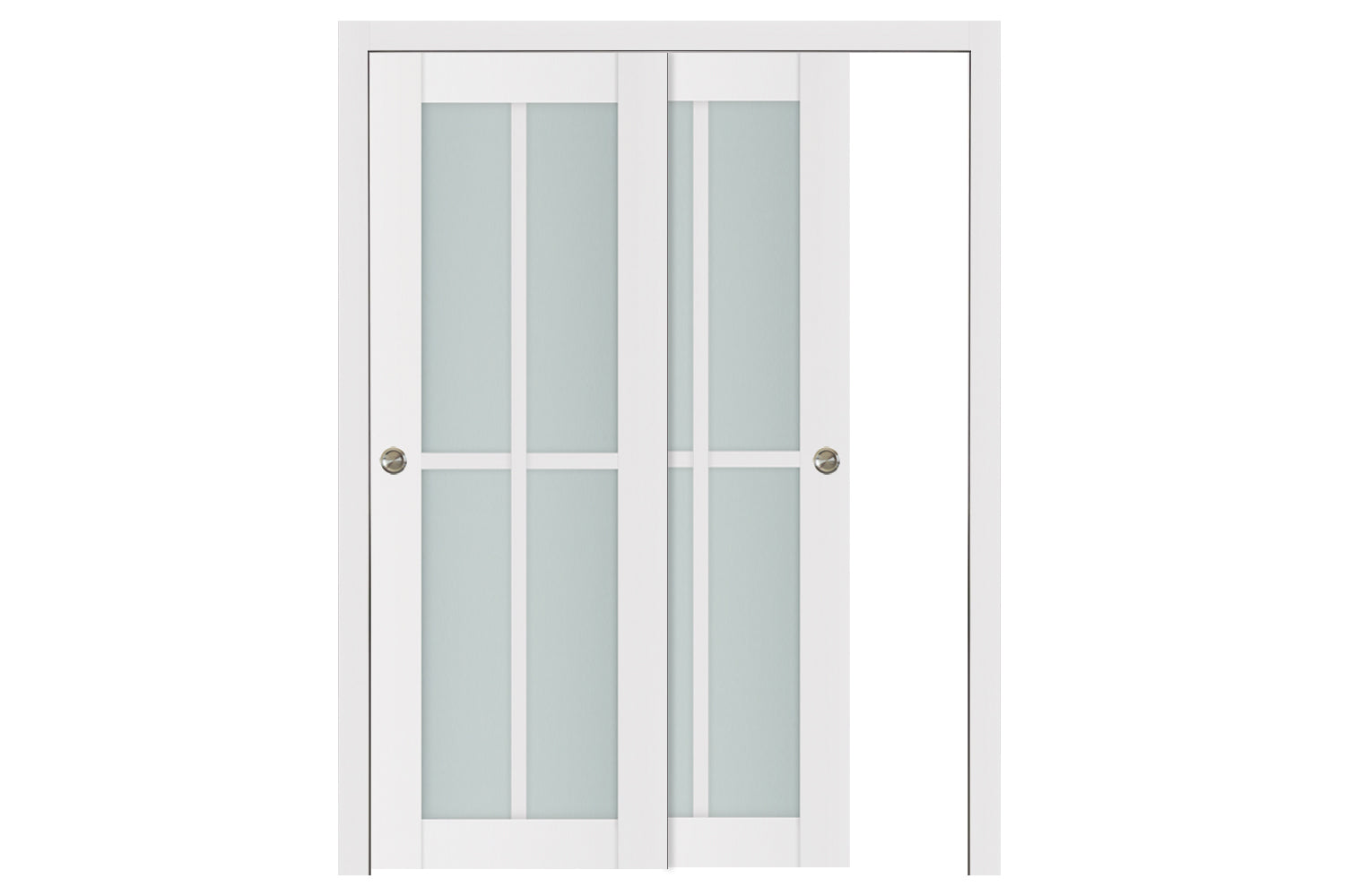 Nova Triplex 4-Lite Vertical Soft White Laminated French Door - Bypass Door