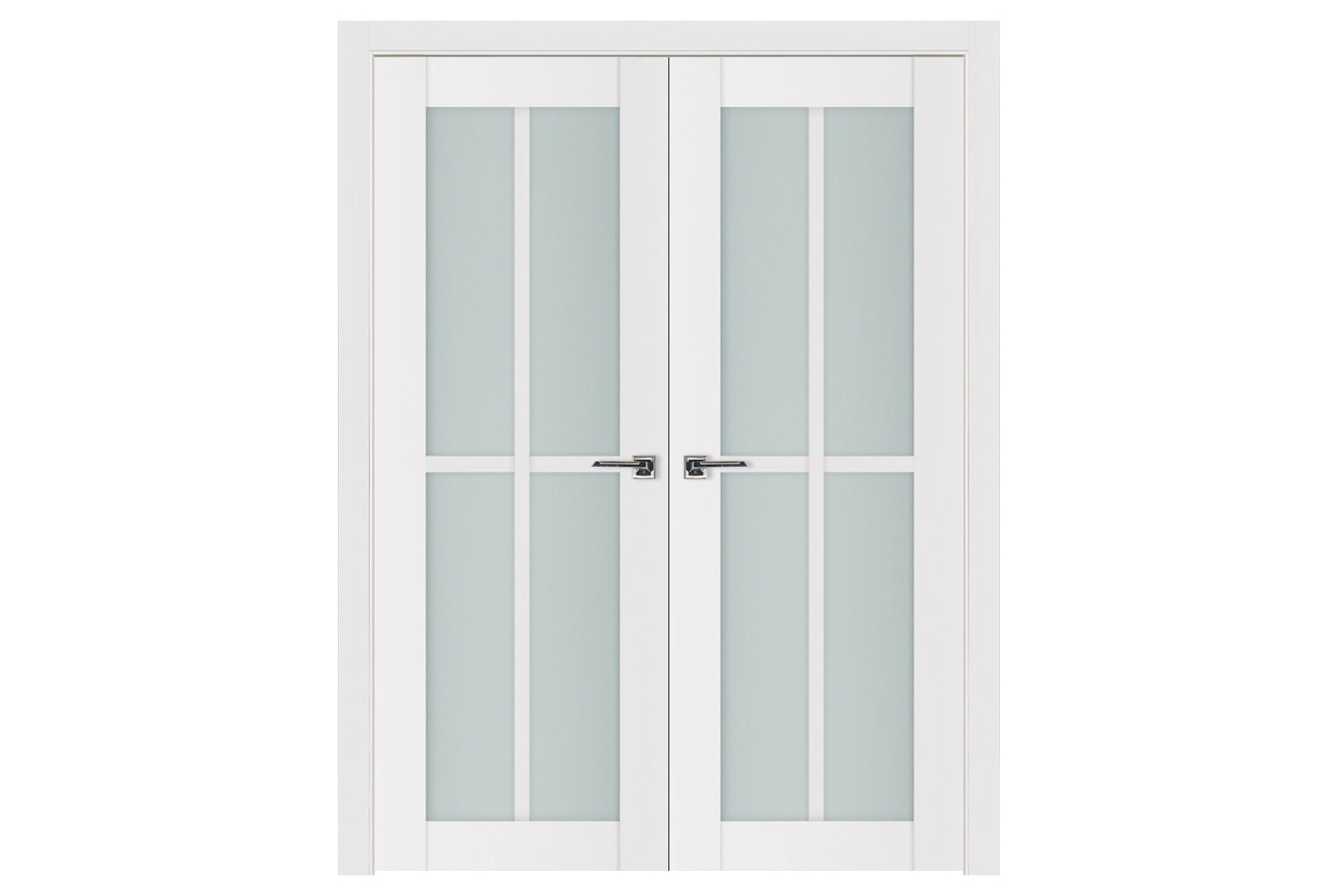Nova Triplex 4-Lite Vertical Soft White Laminated French Door - Double Door