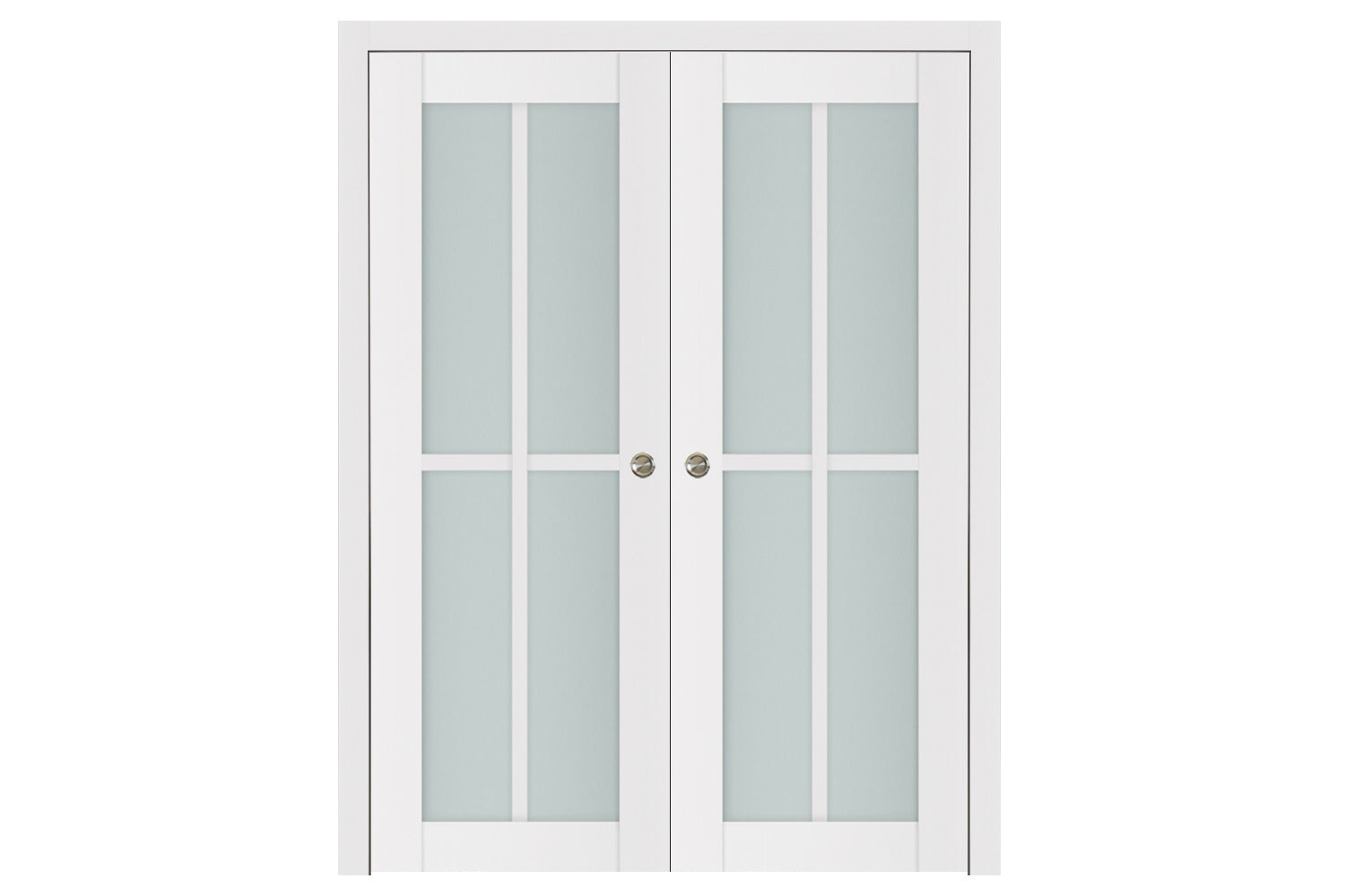 Nova Triplex 4-Lite Vertical Soft White Laminated French Door - Double Pocket