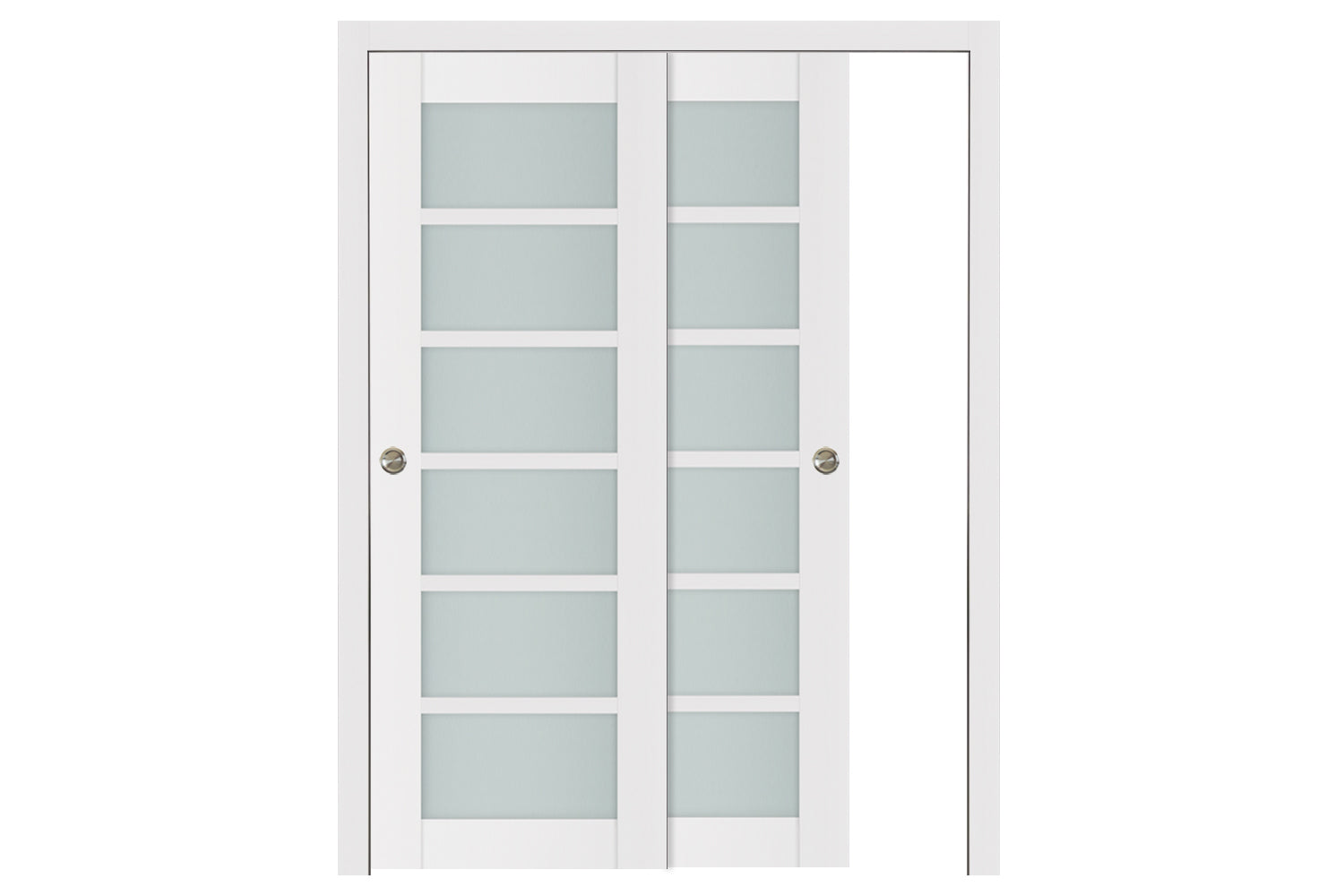 Nova Triplex 6-Lite Soft White Laminated French Door - Bypass Door