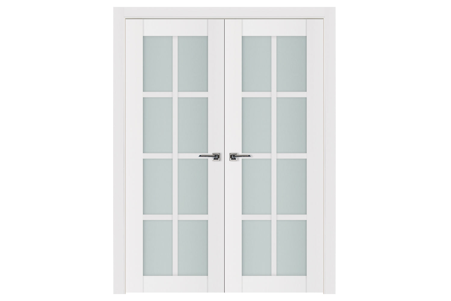 Nova Triplex 8-Lite Soft White Laminated French Door - Double Door