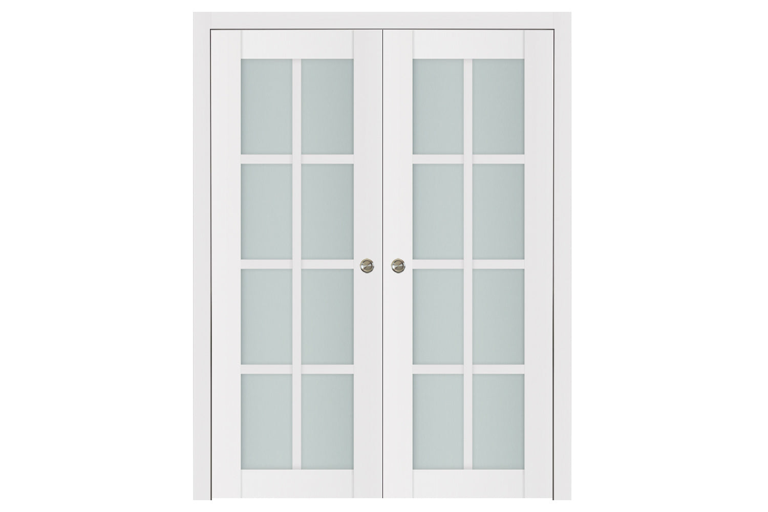 Nova Triplex 8-Lite Soft White Laminated French Door - Double Pocket