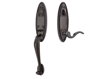 Emtek Tuscany Tubular Entry Handleset Flat Black Bronze Patina FB