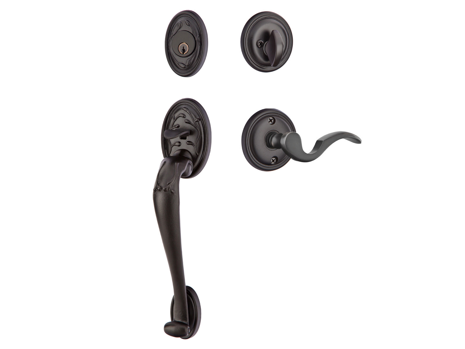 Emtek Tuscany Sectional Tubular Entry Handleset Flat Black Bronze Patina FB