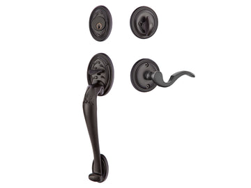 Emtek Tuscany Sectional Tubular Entry Handleset Flat Black Bronze Patina FB