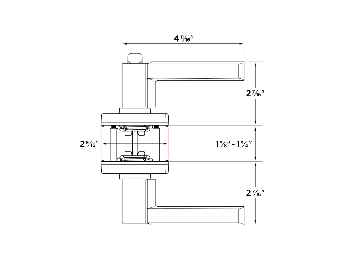 Sure-Loc Verona Interior Door Lever - Dimensions