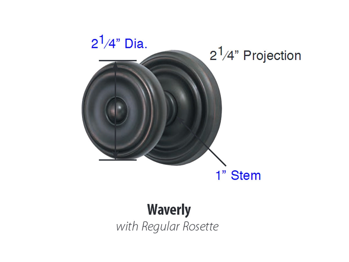 Emtek Waverly Brass Knob - Dimensions