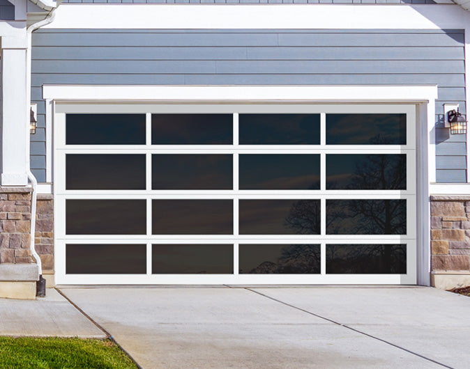 CHI Full-View Aluminum Insulated Modern Garage Doors with Glass in Solid White