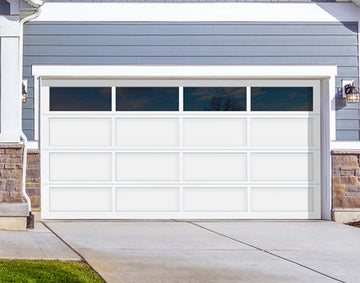 CHI Full-View Aluminum Insulated Modern Garage Doors with Top Glass in Solid White