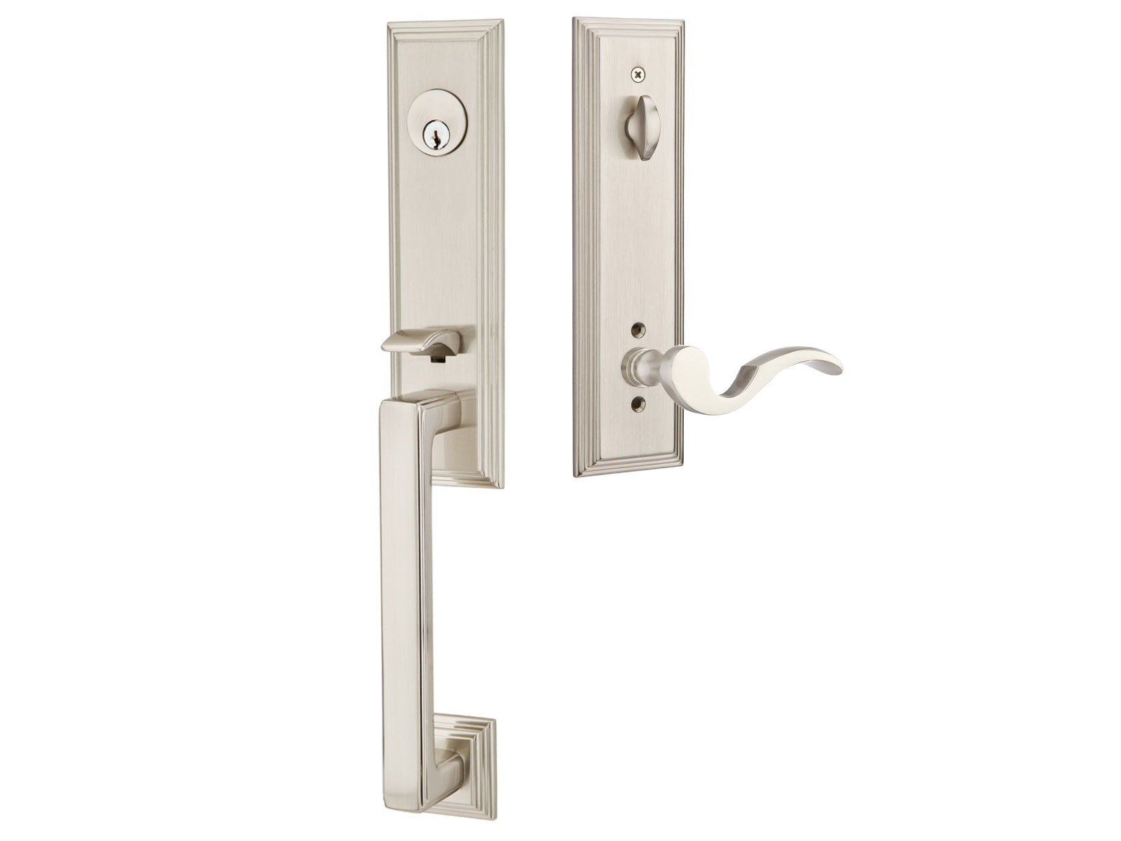 Emtek Wilshire Tubular Entry Handleset Satin Nickel US15