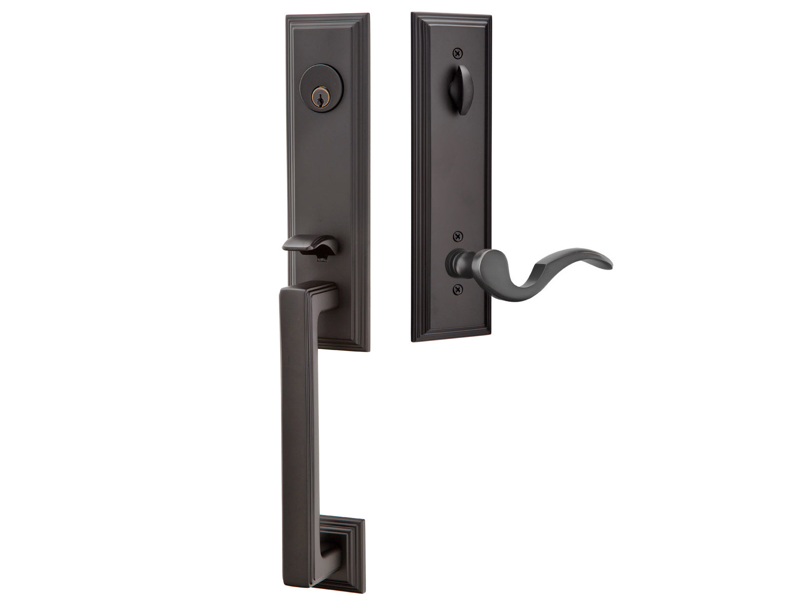 Emtek Wilshire Tubular Entry Handleset Flat Black US19