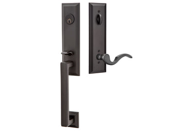 Emtek Wilshire Tubular Entry Handleset Flat Black US19