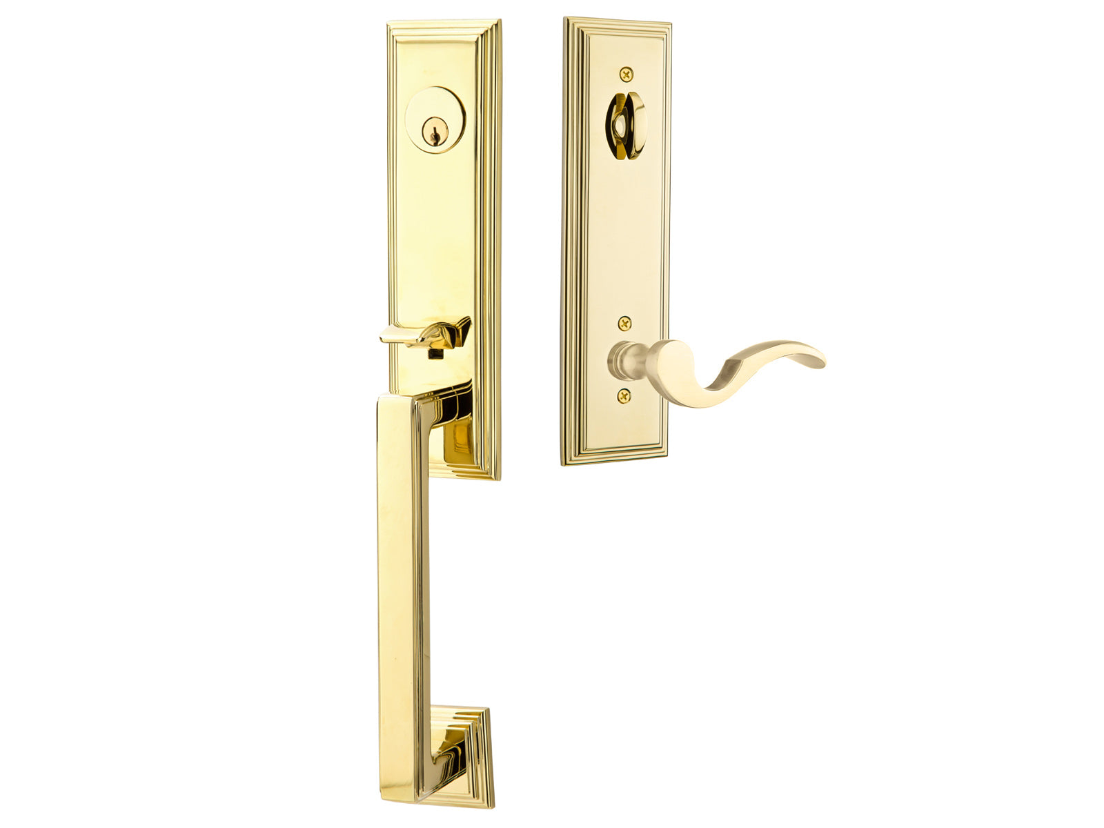 Emtek Wilshire Tubular Entry Handleset Polished Brass US3