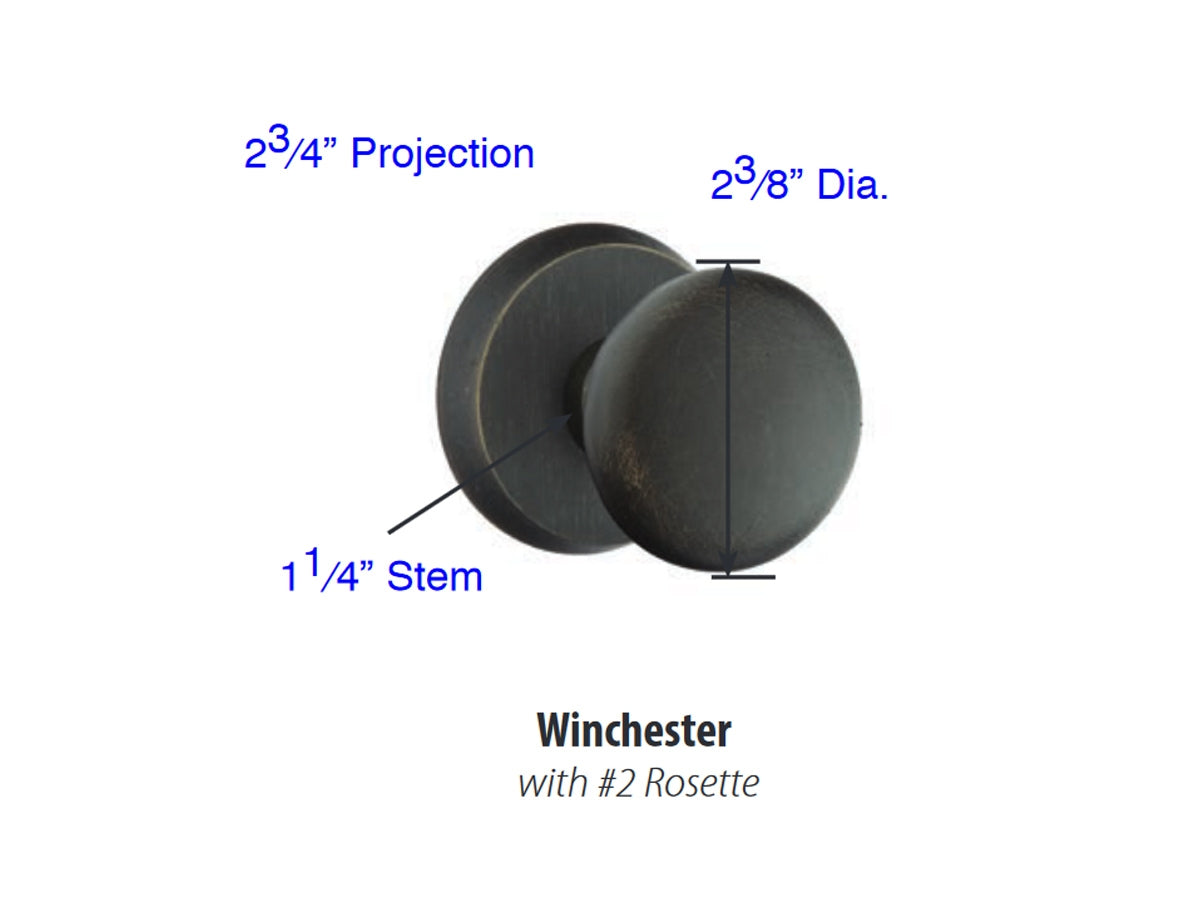 Emtek Winchester Knob - Dimensions
