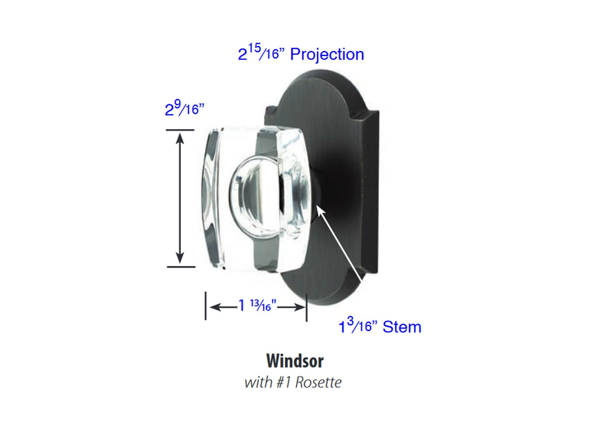 Emtek Windsor Crystal Knob - Dimensions