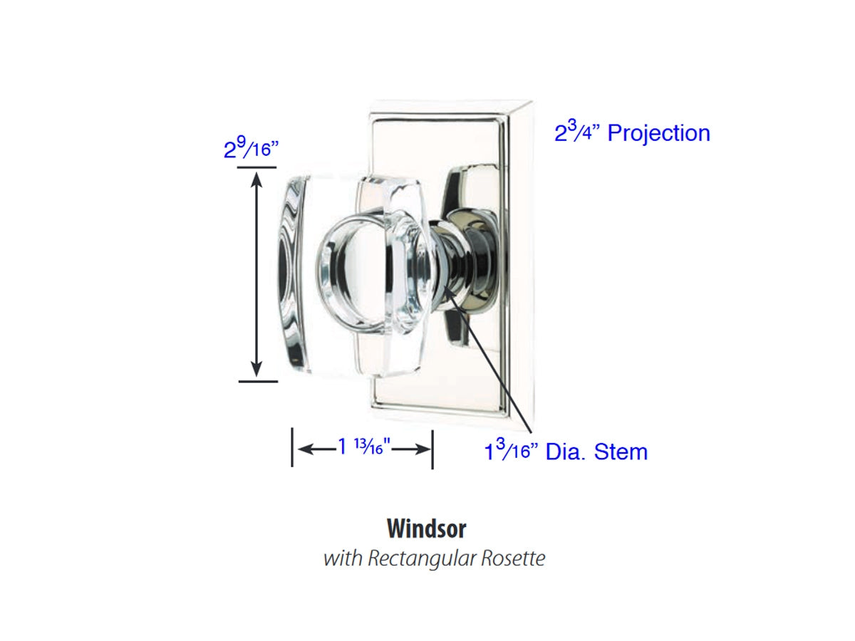 Emtek Windsor Crystal Knob - Dimensions