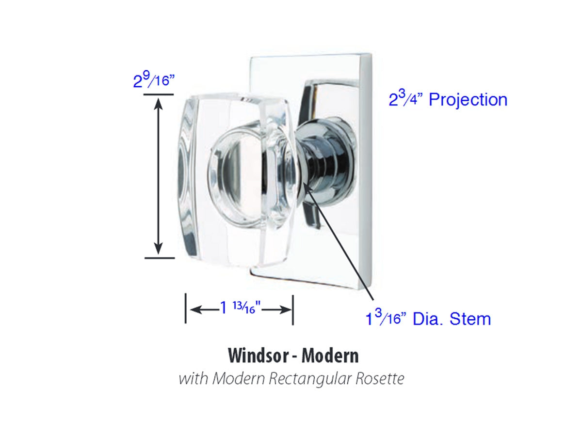 Emtek Windsor Crystal Modern Knob - Dimensions