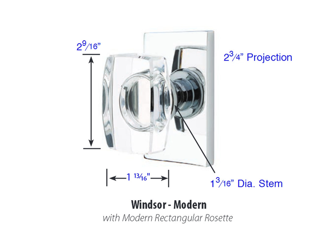 Emtek Windsor Crystal Modern Knob - Dimensions