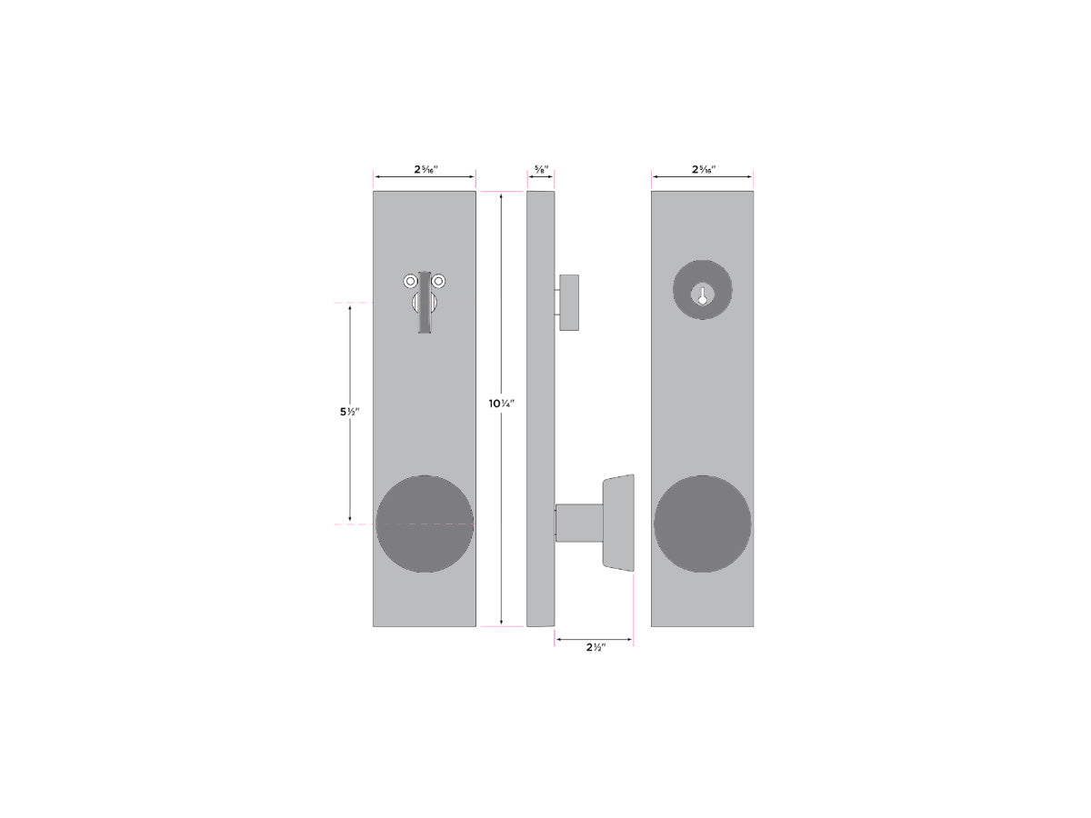 Sure-Loc Zermatt Sideplate Entry Door Knob - Dimensions