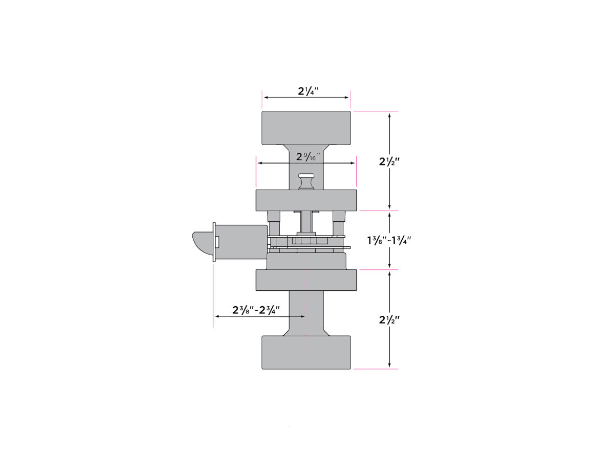 Sure-Loc Zermatt Square Interior Door Knob - Dimensions