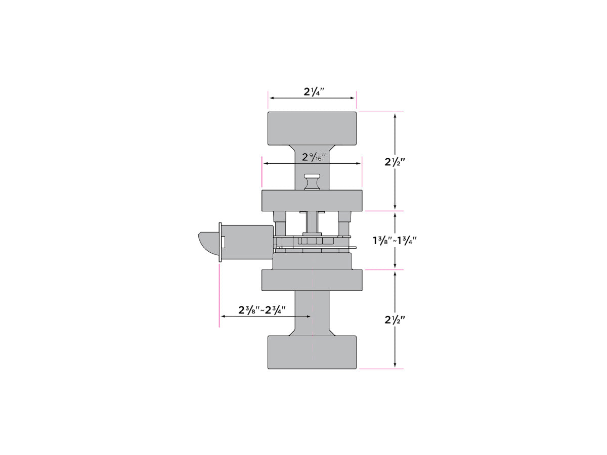Sure-Loc Zurich Square Interior Door Knob - Dimensions
